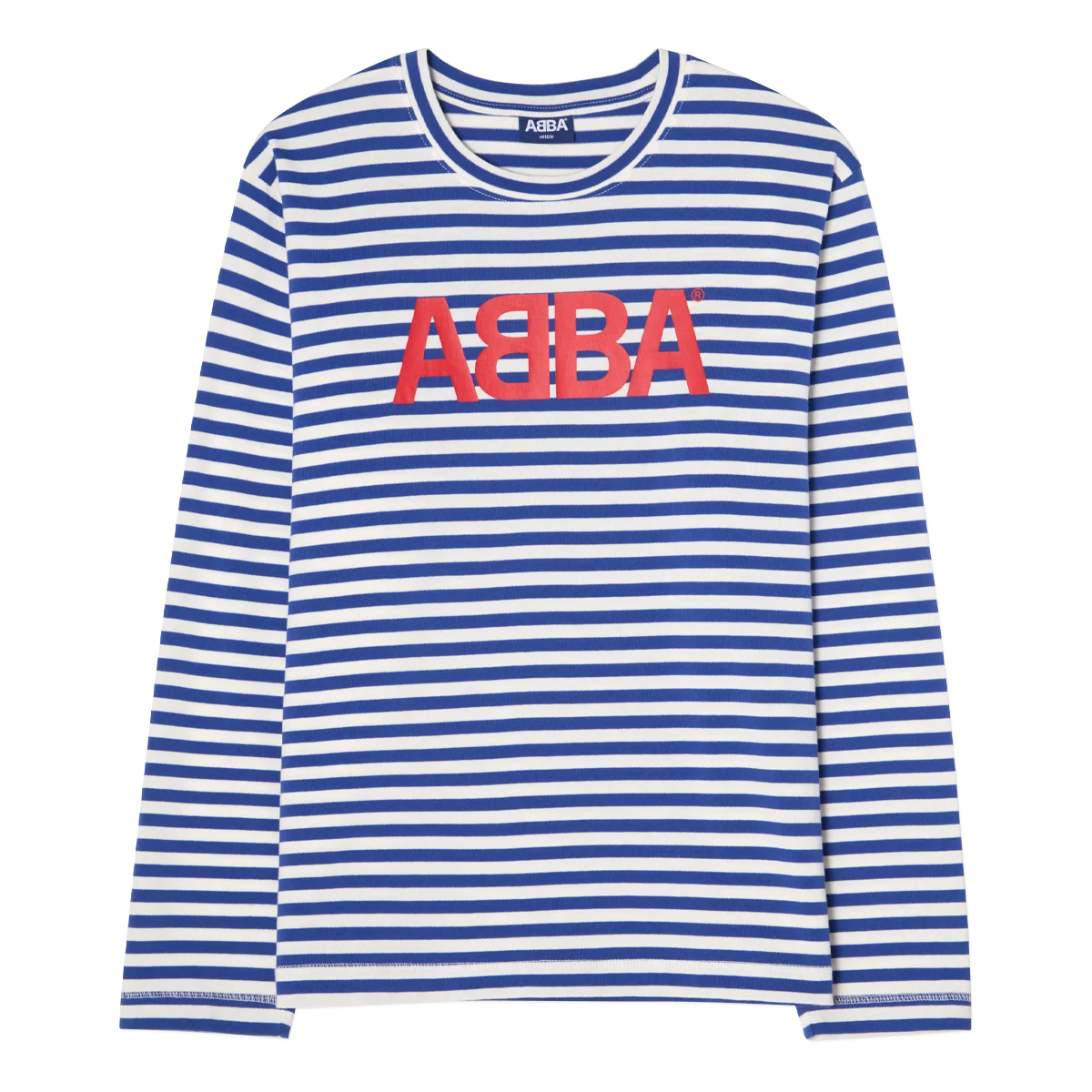 ABBA blue striped long sleeve with red logo