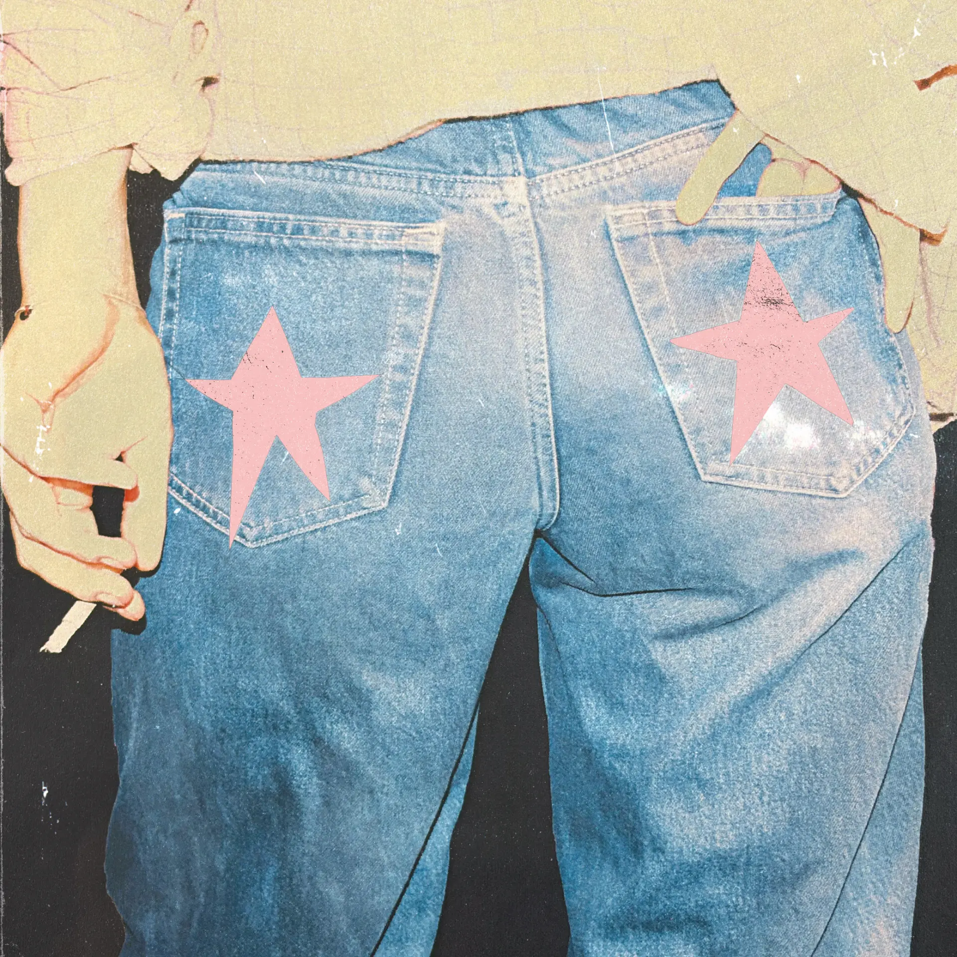 AYV — vintage denim with pink stars on the back pockets